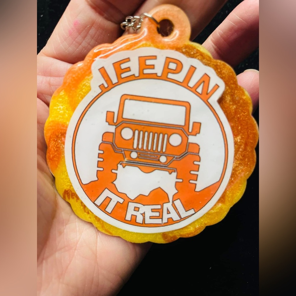 Jeepin It Real Wood and resin Keychain By Reimagined by Lela
